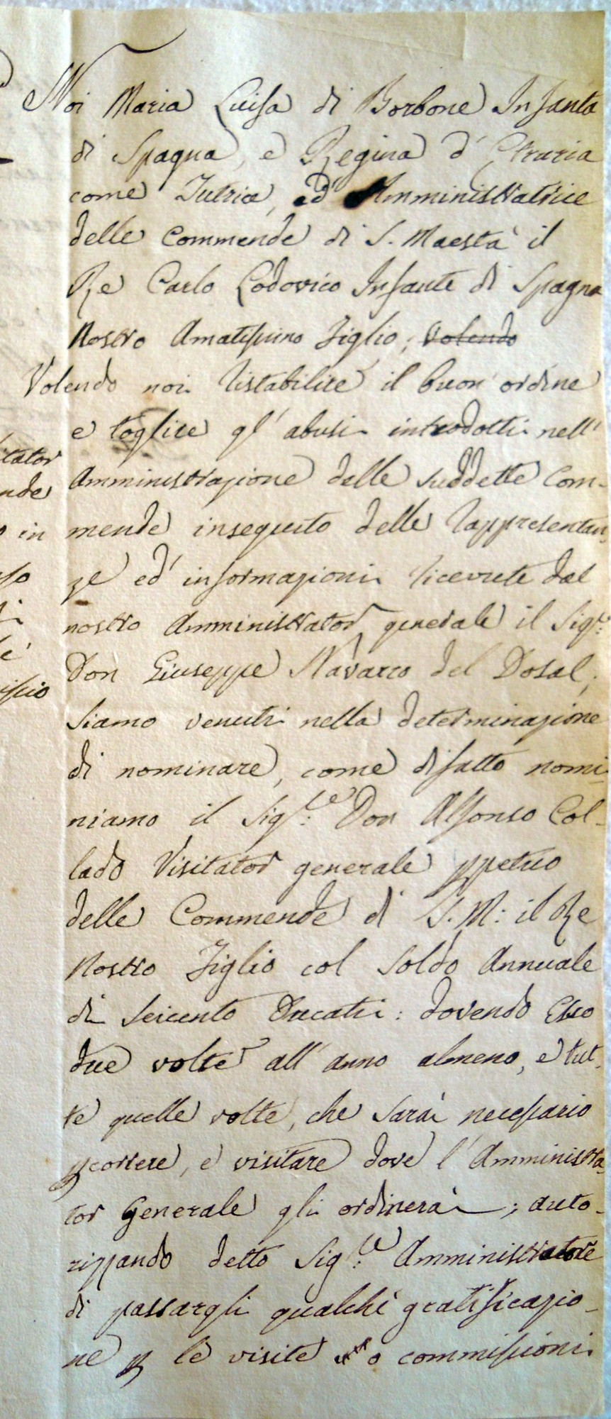 Alfonso Collado visitatore delle Commende